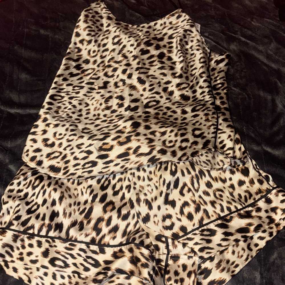 Victoria's Secret Leopard Print Racerback Cami Satin Animal Print Small